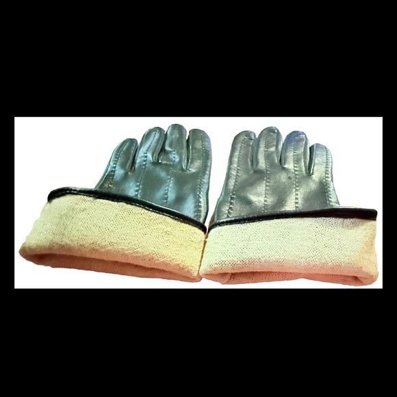 Vintage Women’s Black Winter Gloves. Sz 6-7 Beige Lining  Stitching On Top - Picture 9 of 9